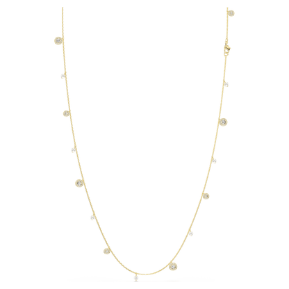 Collar Una Angelic Perla de cristal, Talla redonda, Blanco, Baño tono oro