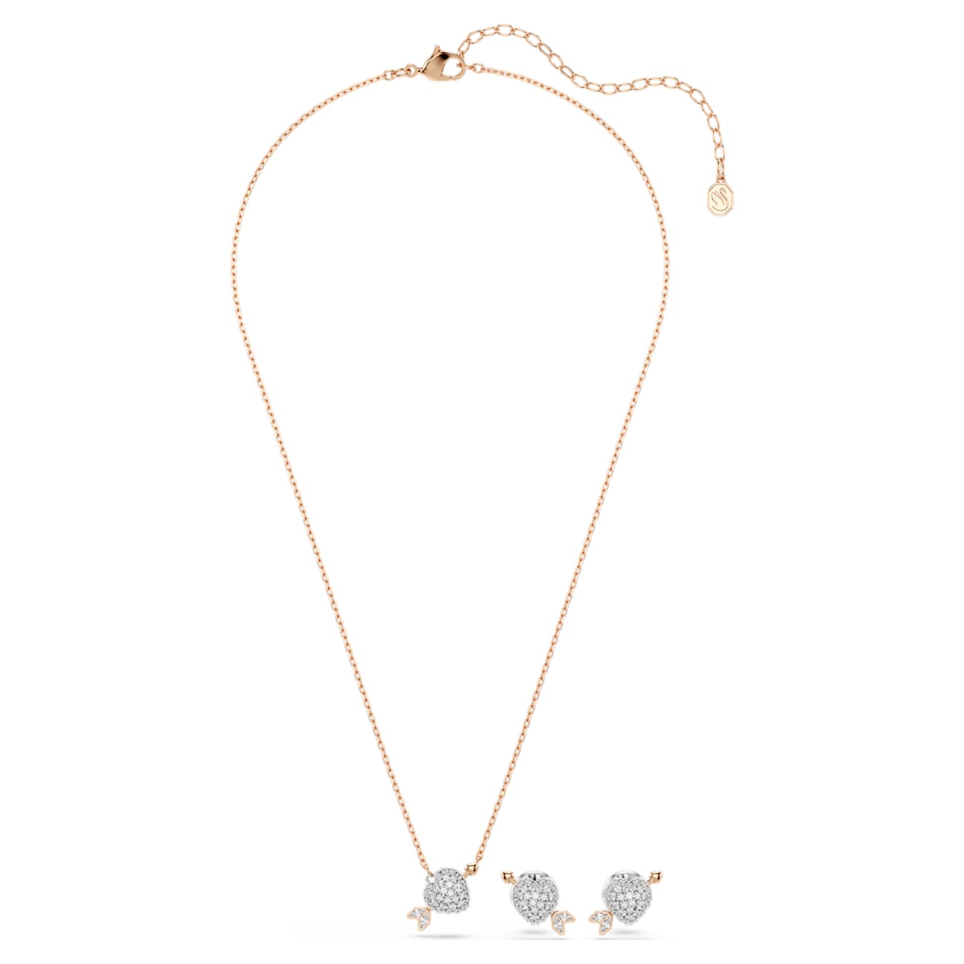 Conjunto Idyllia Tallas mixtas, Corazón con flecha, Blanco, Baño tono oro rosa