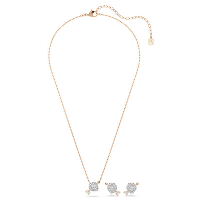 Conjunto Idyllia Tallas mixtas, Corazón con flecha, Blanco, Baño tono oro rosa