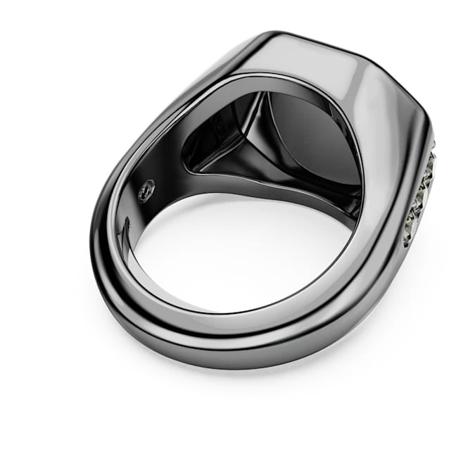 Anillo Dextera Forma octagonal, corte redondo, color negro, baño de rutenio.