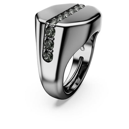 Anillo Dextera Forma octagonal, corte redondo, color negro, baño de rutenio.