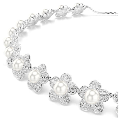 Gargantilla Ariana Grande x Swarovski Perla de cristal, Talla redonda, Blanca, Baño de rodio