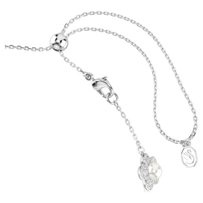 Gargantilla Ariana Grande x Swarovski Perla de cristal, Talla redonda, Blanca, Baño de rodio