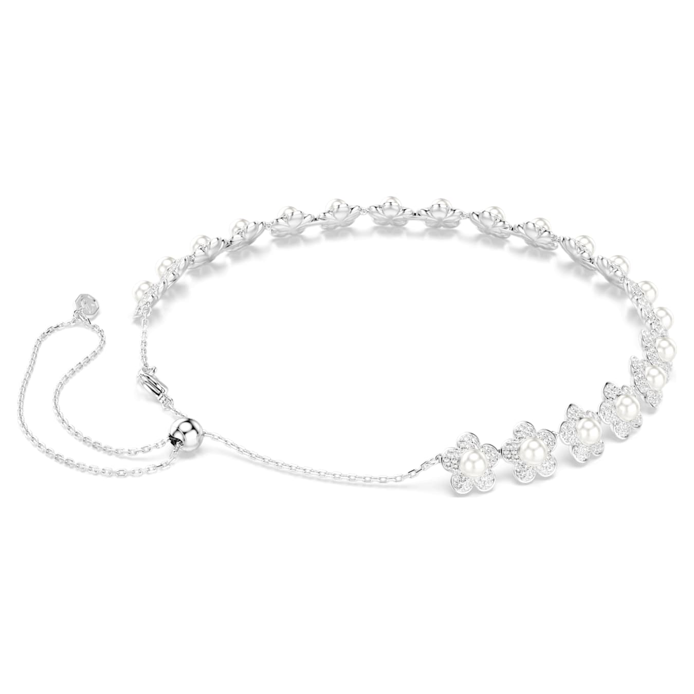 Gargantilla Ariana Grande x Swarovski Perla de cristal, Talla redonda, Blanca, Baño de rodio