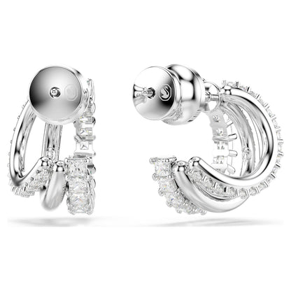 Pendientes de aro Hyperbola, Talla redonda, Mini, Blancos, Baño de rodio