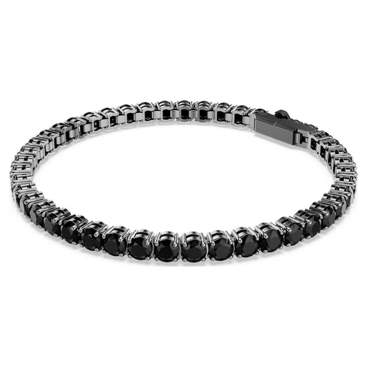 Pulsera Tennis Matrix, Talla redonda, Negra, Baño de rutenio