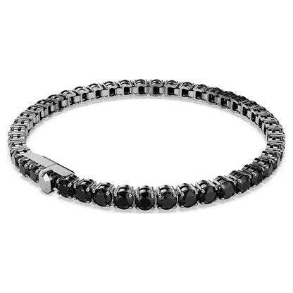 Pulsera Tennis Matrix, Talla redonda, Negra, Baño de rutenio