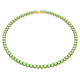 Collar Matrix Tennis Corte redondo, Mediano, Verde, Baño en tono dorado