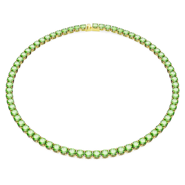 Collar Matrix Tennis Corte redondo, Mediano, Verde, Baño en tono dorado