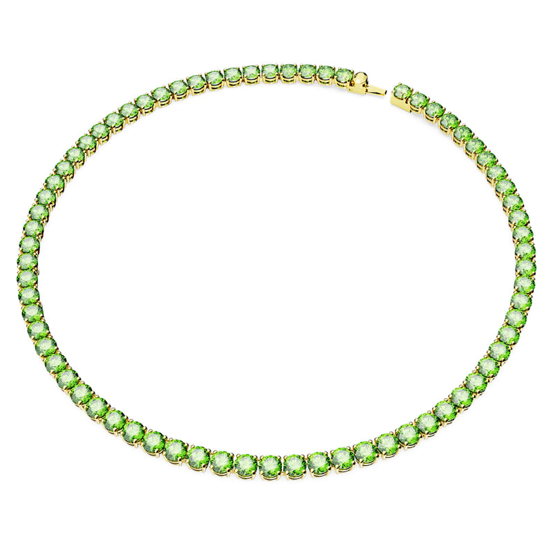 Collar Matrix Tennis Corte redondo, Mediano, Verde, Baño en tono dorado