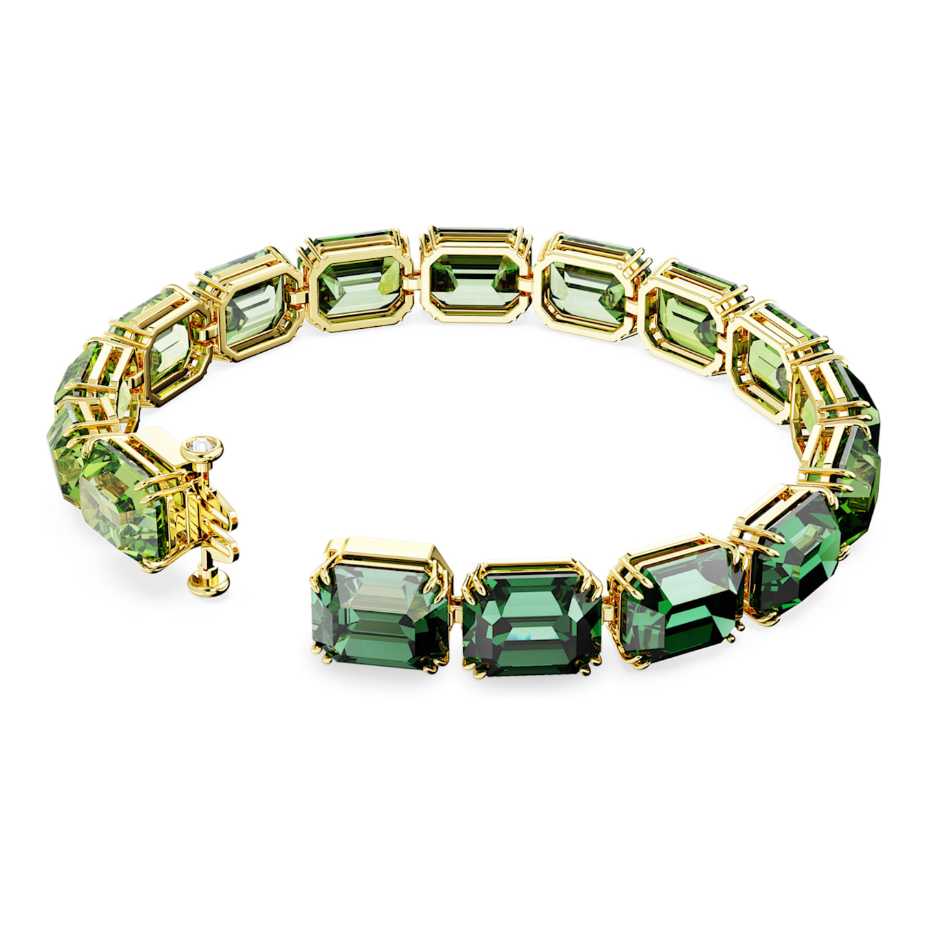 Pulsera Millenia, Talla octogonal, Degradado de color, Verde, Baño tono oro