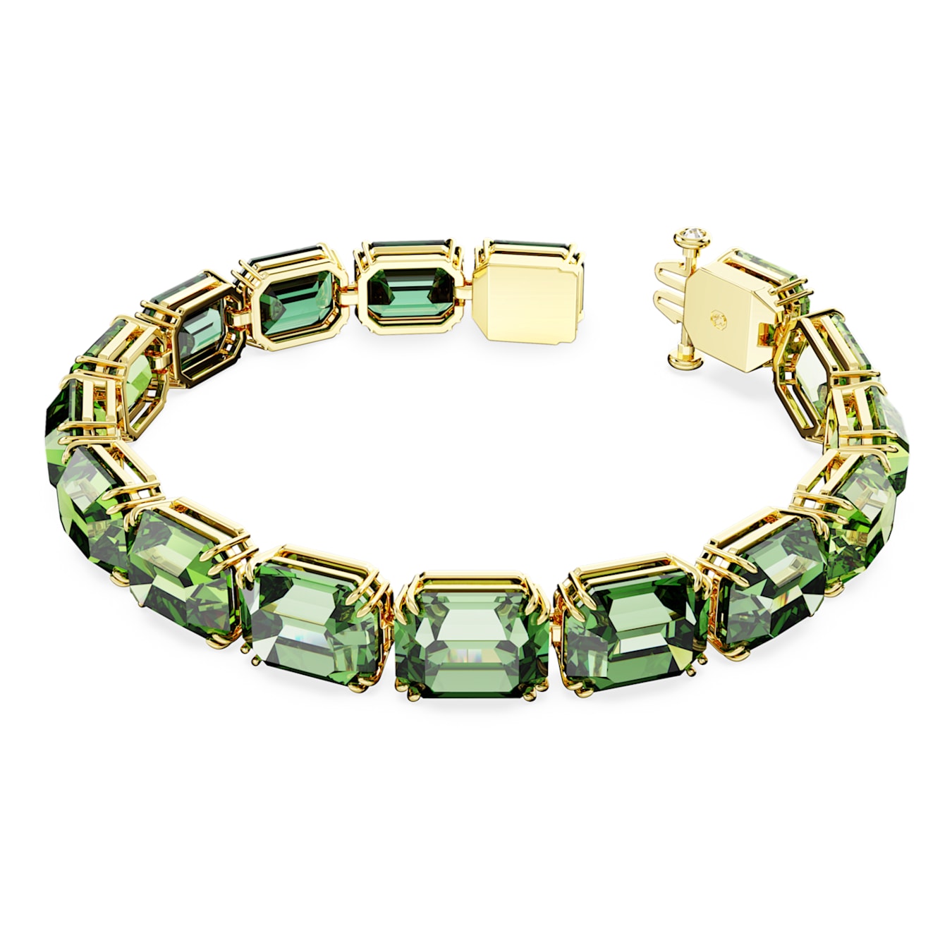 Pulsera Millenia, Talla octogonal, Degradado de color, Verde, Baño tono oro