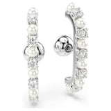 Pendiente ear cuff MatrixSet (3), Crystal Pearl, Talla redonda, Blanco, Baño de rodio