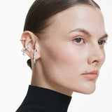 Pendiente ear cuff MatrixSet (3), Crystal Pearl, Talla redonda, Blanco, Baño de rodio