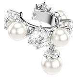 Pendiente ear cuff MatrixSet (3), Crystal Pearl, Talla redonda, Blanco, Baño de rodio