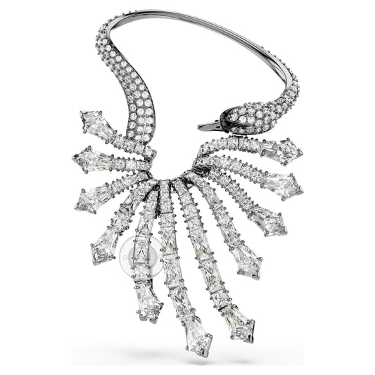 Pendiente ear cuff The Vienna Collection Cisne, Blanco, Baño de rutenio