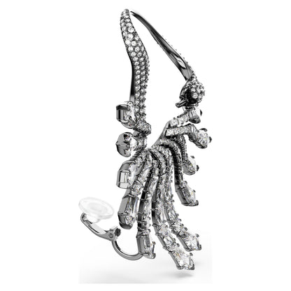 Pendiente ear cuff The Vienna Collection Cisne, Blanco, Baño de rutenio