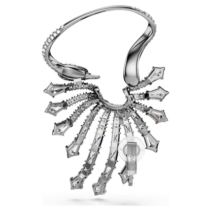 Pendiente ear cuff The Vienna Collection Cisne, Blanco, Baño de rutenio