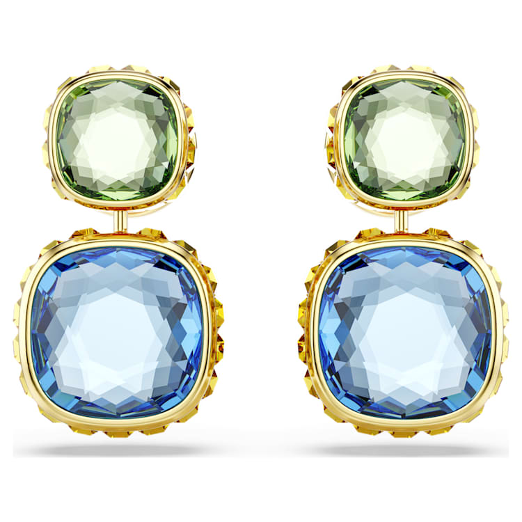 Pendientes ChromaTalla cojin, Multicolores, Baño tono oro
