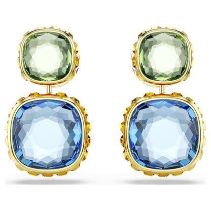 Pendientes ChromaTalla cojin, Multicolores, Baño tono oro