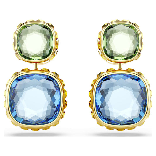 Pendientes ChromaTalla cojin, Multicolores, Baño tono oro