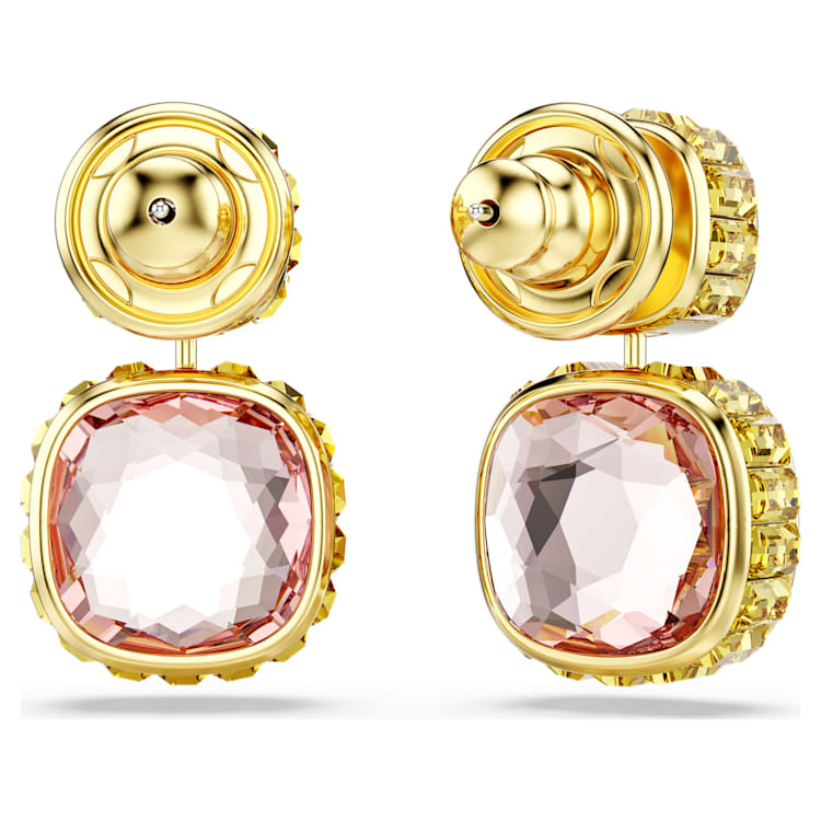 Pendientes ChromaTalla cojin, Multicolores, Baño tono oro