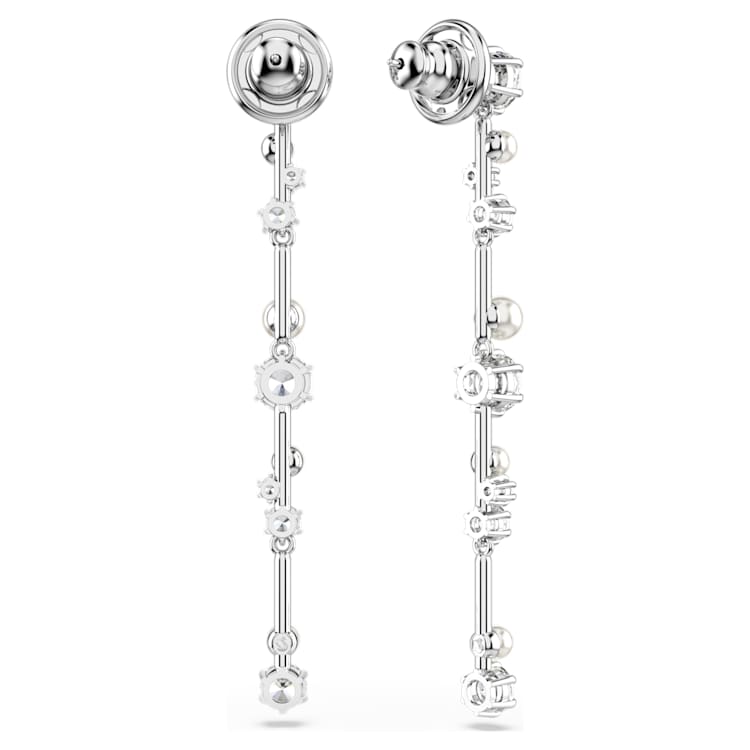 Pendientes Constella Crystal Pearl, Tallas redondas, Blancos, Baño de rodio