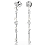 Pendientes Constella Crystal Pearl, Tallas redondas, Blancos, Baño de rodio