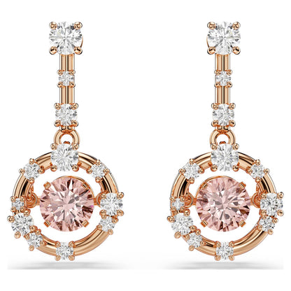 Pendientes Constella Talla redonda, Dancing Stone, Rosas, Baño tono oro rosa
