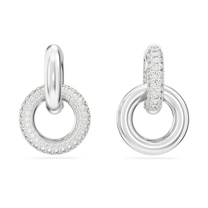 Pendientes de aro Dextera, Bucle entrelazado, Blancos, Baño de rodio