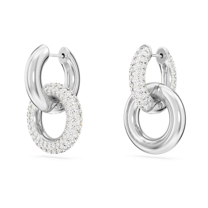 Pendientes de aro Dextera, Bucle entrelazado, Blancos, Baño de rodio