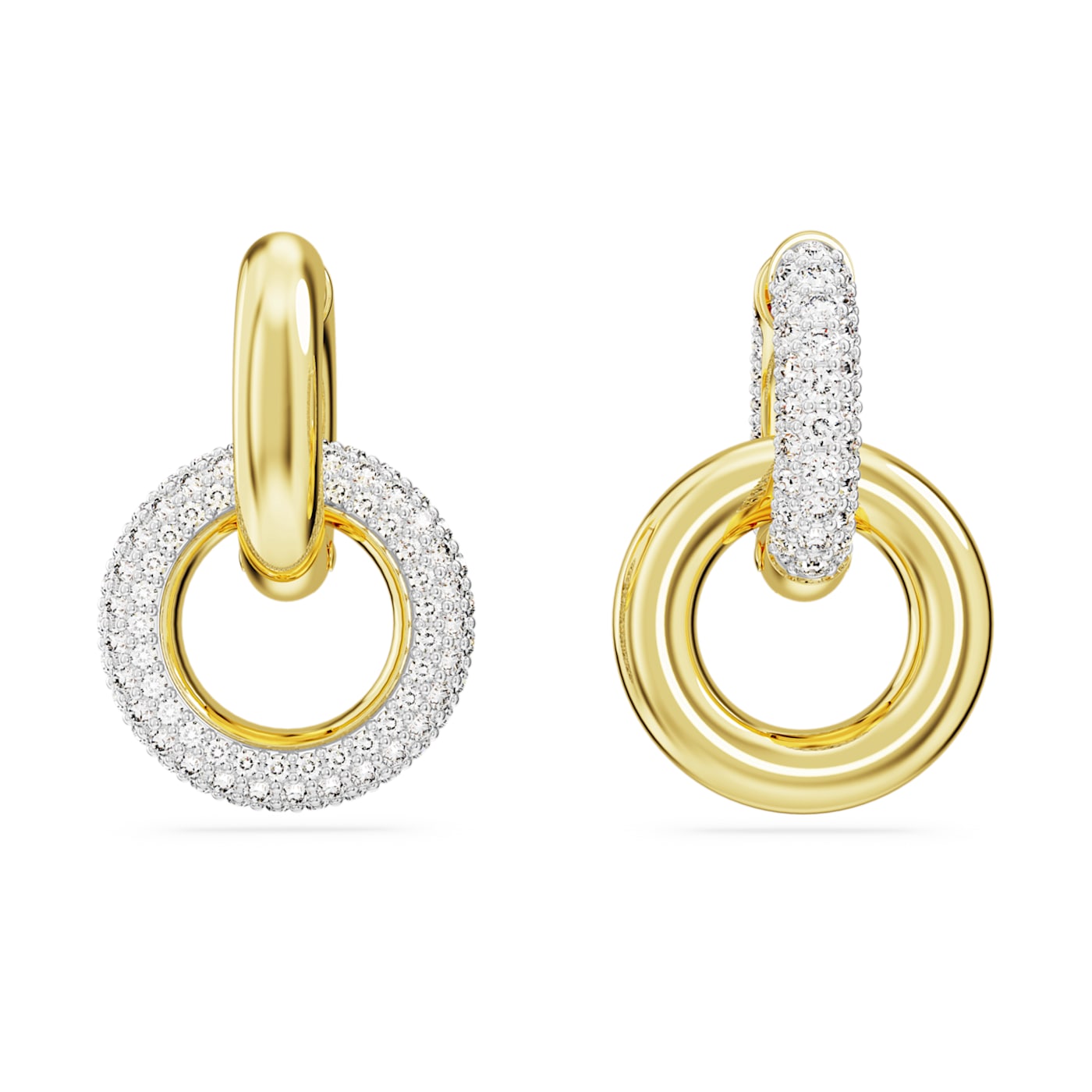 Pendientes de aro Dextera, Bucle entrelazado, Blancos, Baño tono oro