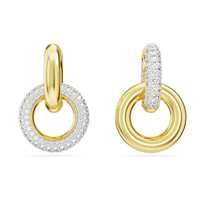 Pendientes de aro Dextera, Bucle entrelazado, Blancos, Baño tono oro