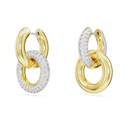 Pendientes de aro Dextera, Bucle entrelazado, Blancos, Baño tono oro