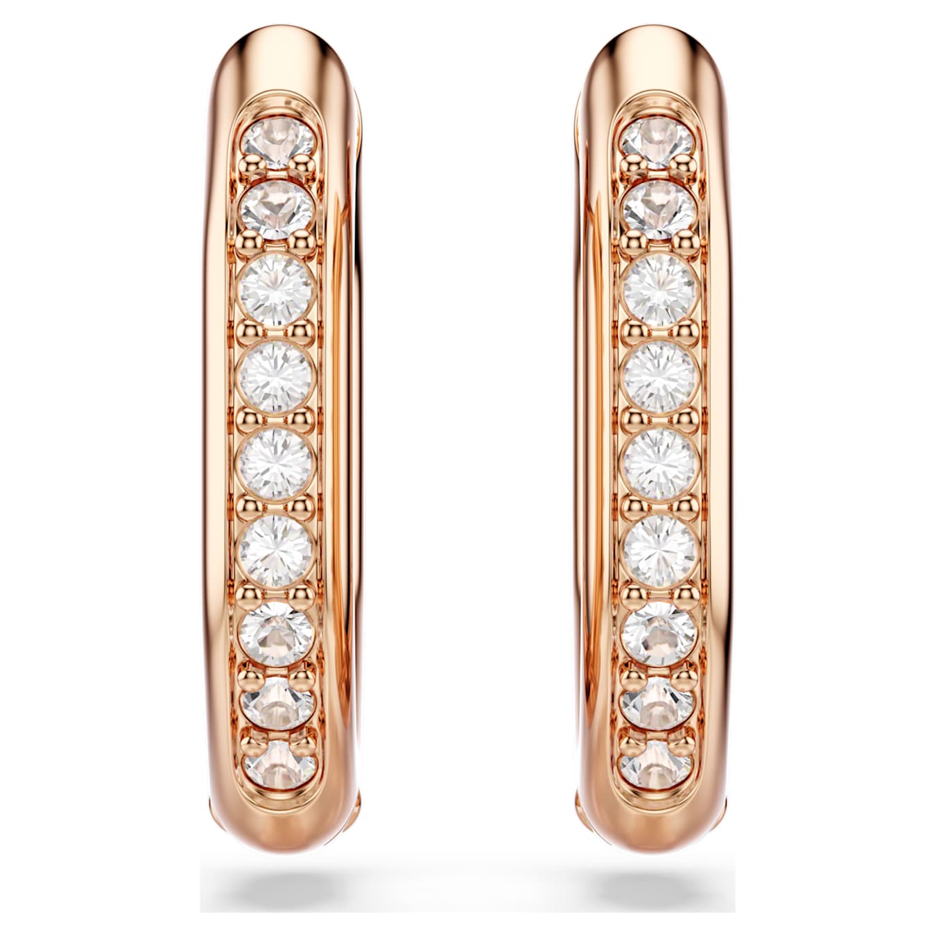 Pendientes de aro Dextera Forma octagonal, Talla redonda, Pequeños, Blancos, Baño tono oro rosa