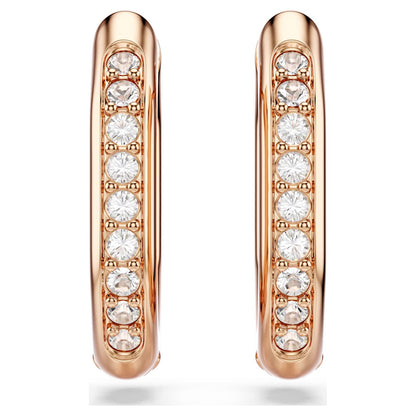 Pendientes de aro Dextera Forma octagonal, Talla redonda, Pequeños, Blancos, Baño tono oro rosa