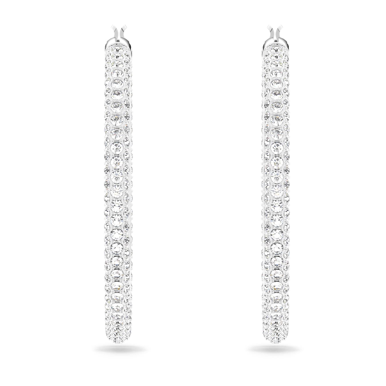 Pendientes de aro Dextera Pavé, Grandes, Blancos, Baño de rodio