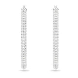 Pendientes de aro Dextera Pavé, Grandes, Blancos, Baño de rodio