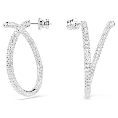 Pendientes de aro Dextera, Talla redonda, Blancos, Baño de rodio