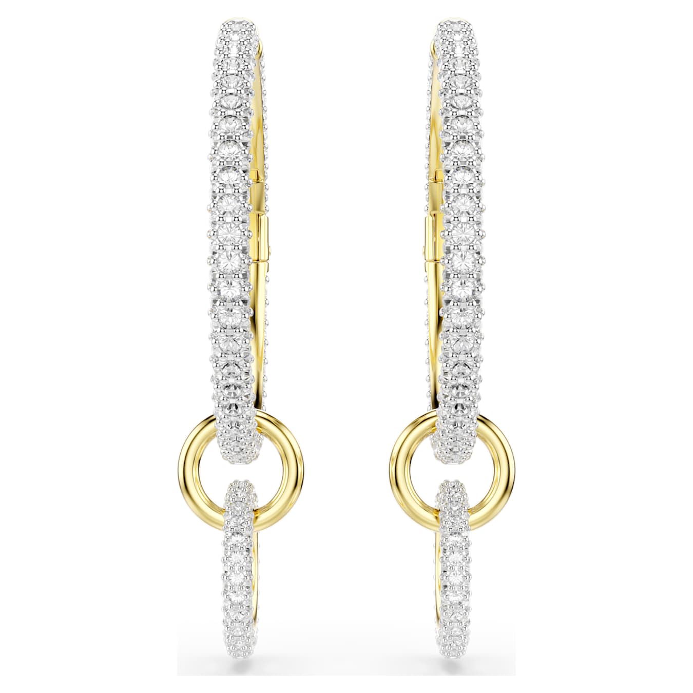 Pendientes de aro Dextera Talla redonda, Blancos, Baño tono oro
