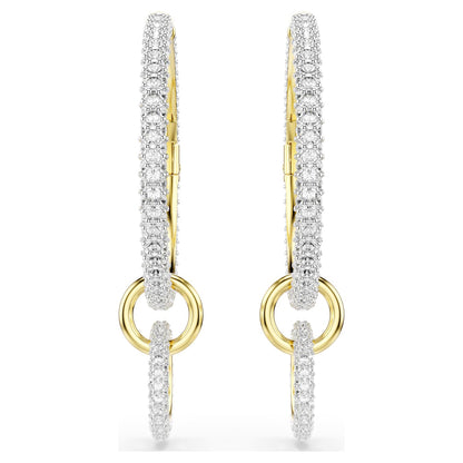 Pendientes de aro Dextera Talla redonda, Blancos, Baño tono oro