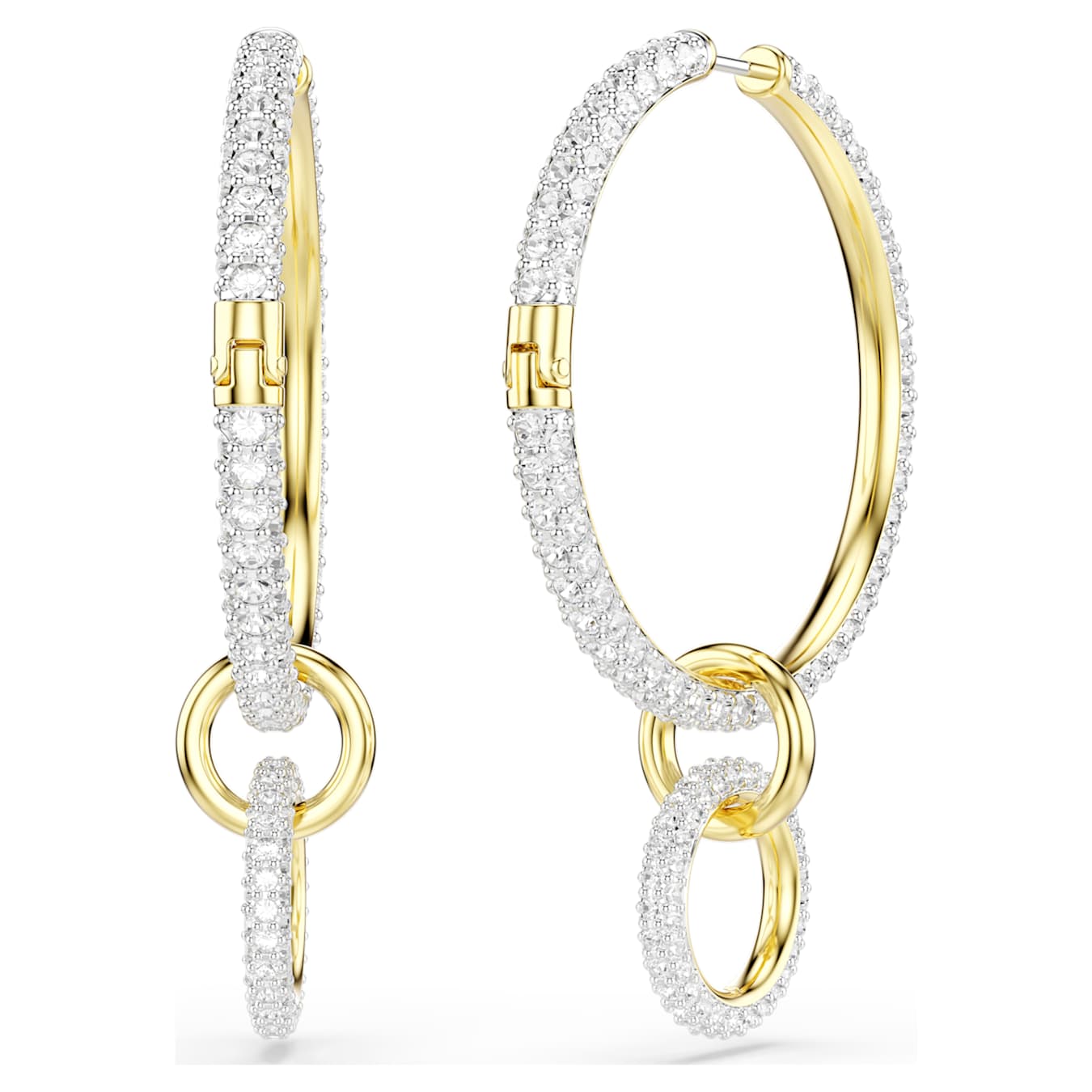 Pendientes de aro Dextera Talla redonda, Blancos, Baño tono oro