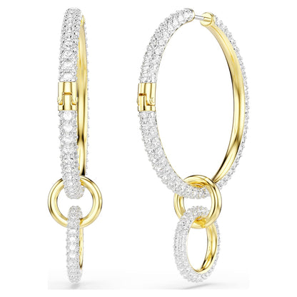 Pendientes de aro Dextera Talla redonda, Blancos, Baño tono oro