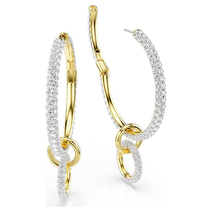 Pendientes de aro Dextera Talla redonda, Blancos, Baño tono oro
