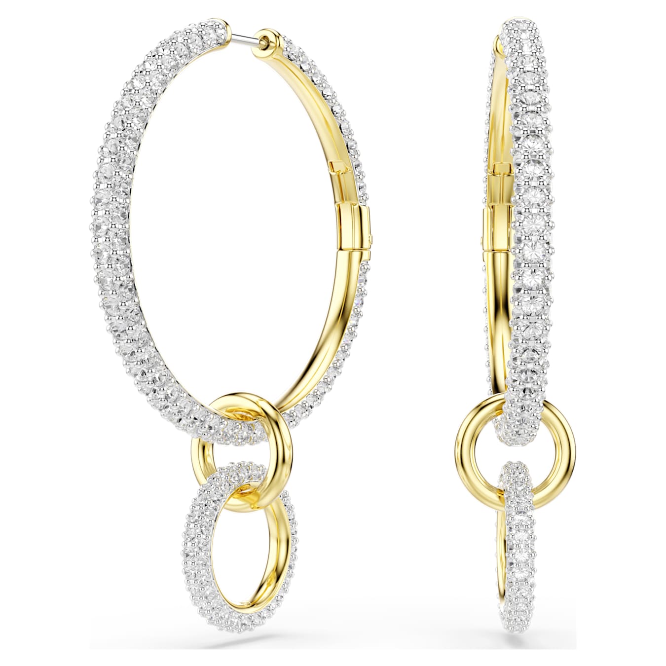 Pendientes de aro Dextera Talla redonda, Blancos, Baño tono oro