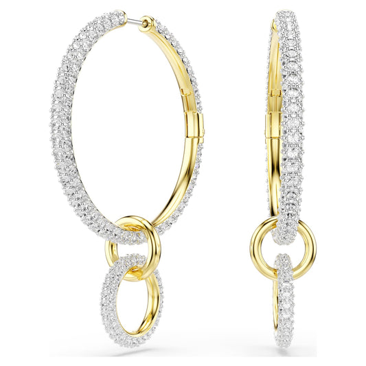 Pendientes de aro Dextera Talla redonda, Blancos, Baño tono oro