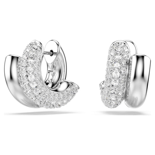Pendientes de aro Dextera Talla redonda, Mini, Blancos, Baño de rodio