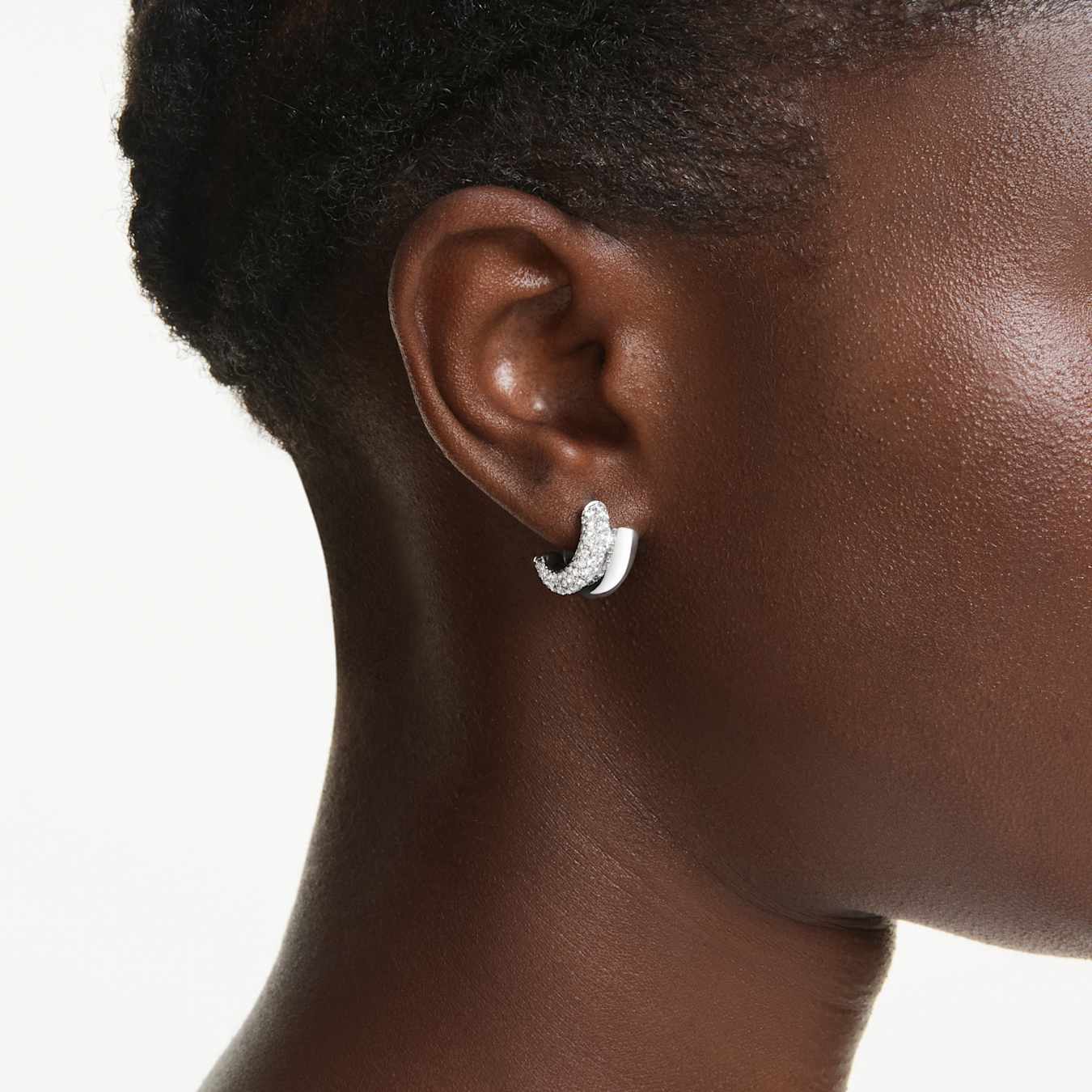 Pendientes de aro Dextera Talla redonda, Mini, Blancos, Baño de rodio