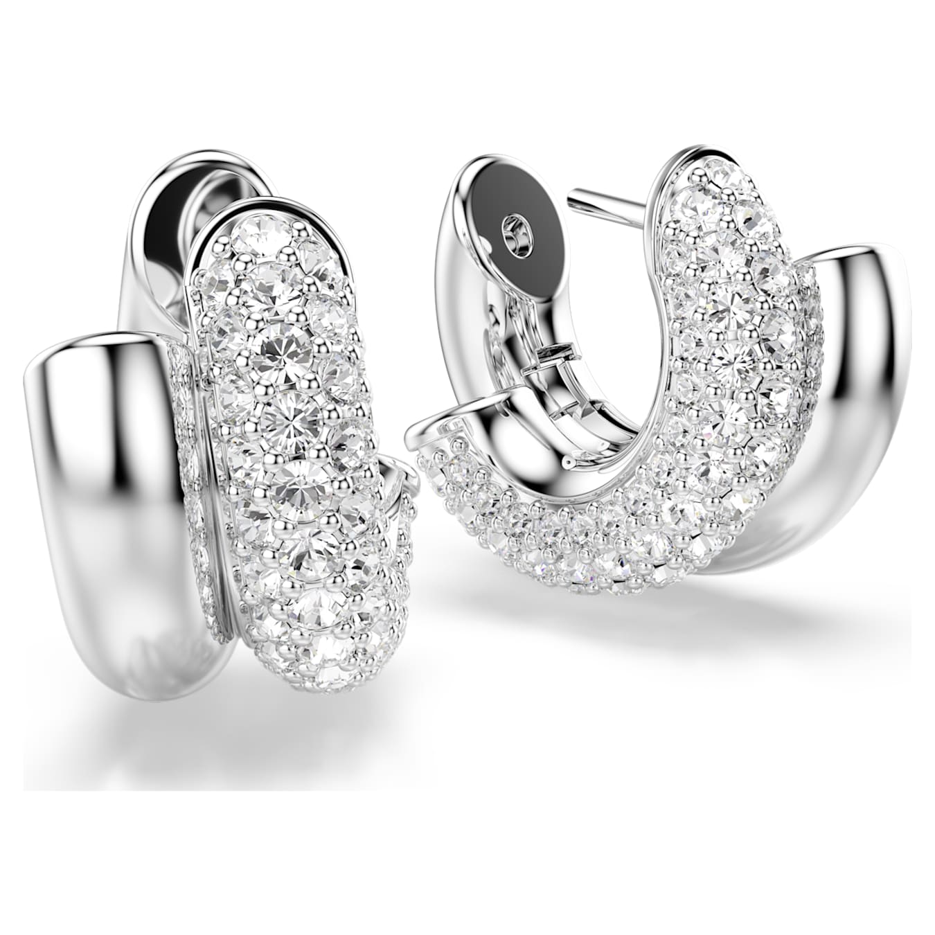 Pendientes de aro Dextera Talla redonda, Mini, Blancos, Baño de rodio