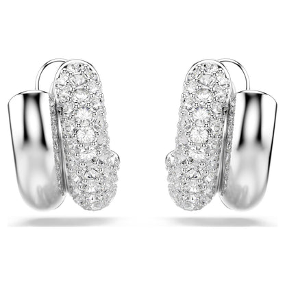 Pendientes de aro Dextera Talla redonda, Mini, Blancos, Baño de rodio